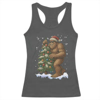Funny Christmas Racerback Tank Top Bigfoot Decorating Xmas Tree Gift - Wonder Print Shop