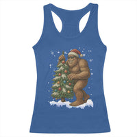 Funny Christmas Racerback Tank Top Bigfoot Decorating Xmas Tree Gift - Wonder Print Shop