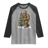 Funny Christmas Raglan Shirt Bigfoot Decorating Xmas Tree Gift - Wonder Print Shop