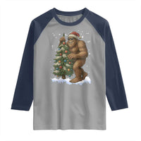 Funny Christmas Raglan Shirt Bigfoot Decorating Xmas Tree Gift - Wonder Print Shop