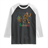 Bigfoot Christmas Raglan Shirt Believe Funny Holiday Gift - Wonder Print Shop