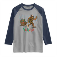 Bigfoot Christmas Raglan Shirt Believe Funny Holiday Gift - Wonder Print Shop