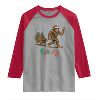 Bigfoot Christmas Raglan Shirt Believe Funny Holiday Gift - Wonder Print Shop