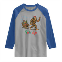 Bigfoot Christmas Raglan Shirt Believe Funny Holiday Gift - Wonder Print Shop