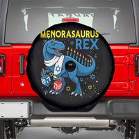 Funny Hanukkah Dinosaur With Dreidel Menorah Pun Gift Spare Tire Cover Menorasaurus Rex - Wonder Print Shop