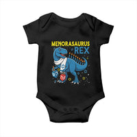 Funny Hanukkah Dinosaur With Dreidel Menorah Pun Gift Baby Onesie Menorasaurus Rex - Wonder Print Shop