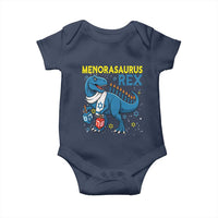 Funny Hanukkah Dinosaur With Dreidel Menorah Pun Gift Baby Onesie Menorasaurus Rex - Wonder Print Shop