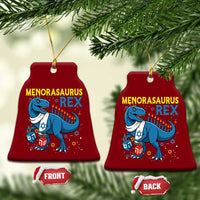 Funny Hanukkah Dinosaur With Dreidel Menorah Pun Gift Ceramic Ornament Menorasaurus Rex - Wonder Print Shop