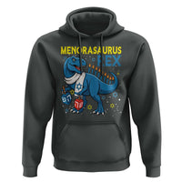 Funny Hanukkah Dinosaur With Dreidel Menorah Pun Gift Hoodie Menorasaurus Rex - Wonder Print Shop