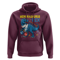 Funny Hanukkah Dinosaur With Dreidel Menorah Pun Gift Hoodie Menorasaurus Rex - Wonder Print Shop