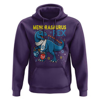 Funny Hanukkah Dinosaur With Dreidel Menorah Pun Gift Hoodie Menorasaurus Rex - Wonder Print Shop