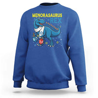 Funny Hanukkah Dinosaur With Dreidel Menorah Pun Gift Sweatshirt Menorasaurus Rex - Wonder Print Shop