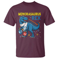 Funny Hanukkah Dinosaur With Dreidel Menorah Pun Gift T Shirt Menorasaurus Rex - Wonder Print Shop