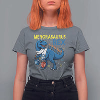 Funny Hanukkah Dinosaur With Dreidel Menorah Pun Gift T Shirt For Women Menorasaurus Rex - Wonder Print Shop