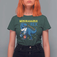 Funny Hanukkah Dinosaur With Dreidel Menorah Pun Gift T Shirt For Women Menorasaurus Rex - Wonder Print Shop