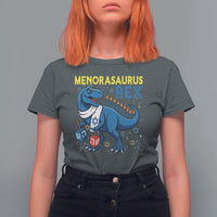 Funny Hanukkah Dinosaur With Dreidel Menorah Pun Gift T Shirt For Women Menorasaurus Rex - Wonder Print Shop