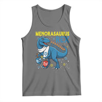 Funny Hanukkah Dinosaur With Dreidel Menorah Pun Gift Tank Top Menorasaurus Rex - Wonder Print Shop