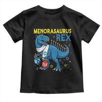 Funny Hanukkah Dinosaur With Dreidel Menorah Pun Gift Toddler T Shirt Menorasaurus Rex - Wonder Print Shop