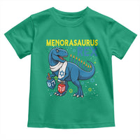 Funny Hanukkah Dinosaur With Dreidel Menorah Pun Gift Toddler T Shirt Menorasaurus Rex - Wonder Print Shop