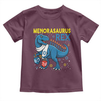 Funny Hanukkah Dinosaur With Dreidel Menorah Pun Gift Toddler T Shirt Menorasaurus Rex - Wonder Print Shop