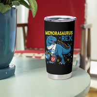 Funny Hanukkah Dinosaur With Dreidel Menorah Pun Gift Tumbler Cup Menorasaurus Rex - Wonder Print Shop
