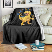 Funny Hanukkah Dinosaur Celebration Festival Of Lights Gift Throw Blanket Menorasaurus - Wonder Print Shop