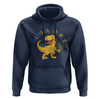 Funny Hanukkah Dinosaur Celebration Festival Of Lights Gift Hoodie Menorasaurus - Wonder Print Shop