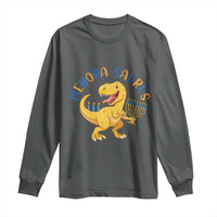 Funny Hanukkah Dinosaur Celebration Festival Of Lights Gift Long Sleeve Shirt Menorasaurus - Wonder Print Shop