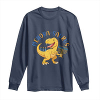 Funny Hanukkah Dinosaur Celebration Festival Of Lights Gift Long Sleeve Shirt Menorasaurus - Wonder Print Shop