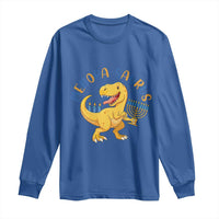 Funny Hanukkah Dinosaur Celebration Festival Of Lights Gift Long Sleeve Shirt Menorasaurus - Wonder Print Shop