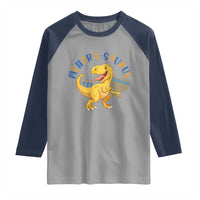 Funny Hanukkah Dinosaur Celebration Festival Of Lights Gift Raglan Shirt Menorasaurus - Wonder Print Shop