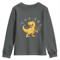 Funny Hanukkah Dinosaur Celebration Festival Of Lights Gift Youth Sweatshirt Menorasaurus - Wonder Print Shop