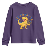 Funny Hanukkah Dinosaur Celebration Festival Of Lights Gift Youth Sweatshirt Menorasaurus - Wonder Print Shop
