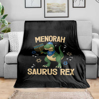Funny Hanukkah Dinosaur Lover Throw Blanket Menorasaurus Rex Festival Of Lights Gift - Wonder Print Shop
