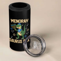 Funny Hanukkah Dinosaur Lover 4 in 1 Can Cooler Tumbler Menorasaurus Rex Festival Of Lights Gift - Wonder Print Shop