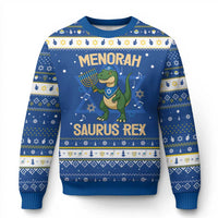 Funny Dinosaur Lover Hanukkah Ugly Sweater Menorasaurus Rex Festival Of Lights Gift - Wonder Print Shop