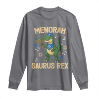 Funny Hanukkah Dinosaur Lover Long Sleeve Shirt Menorasaurus Rex Festival Of Lights Gift - Wonder Print Shop
