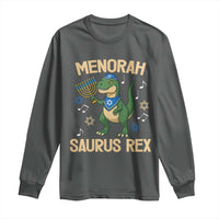 Funny Hanukkah Dinosaur Lover Long Sleeve Shirt Menorasaurus Rex Festival Of Lights Gift - Wonder Print Shop