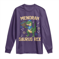 Funny Hanukkah Dinosaur Lover Long Sleeve Shirt Menorasaurus Rex Festival Of Lights Gift - Wonder Print Shop