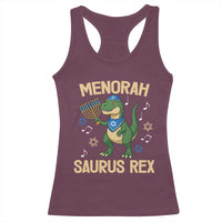 Funny Hanukkah Dinosaur Lover Racerback Tank Top Menorasaurus Rex Festival Of Lights Gift - Wonder Print Shop