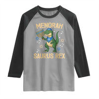 Funny Hanukkah Dinosaur Lover Raglan Shirt Menorasaurus Rex Festival Of Lights Gift - Wonder Print Shop