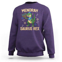 Funny Hanukkah Dinosaur Lover Sweatshirt Menorasaurus Rex Festival Of Lights Gift - Wonder Print Shop