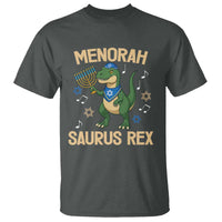 Funny Hanukkah Dinosaur Lover T Shirt Menorasaurus Rex Festival Of Lights Gift - Wonder Print Shop