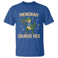 Funny Hanukkah Dinosaur Lover T Shirt Menorasaurus Rex Festival Of Lights Gift - Wonder Print Shop