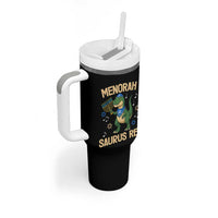 Funny Hanukkah Dinosaur Lover Tumbler With Handle Menorasaurus Rex Festival Of Lights Gift - Wonder Print Shop