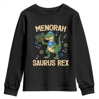 Funny Hanukkah Dinosaur Lover Youth Sweatshirt Menorasaurus Rex Festival Of Lights Gift - Wonder Print Shop