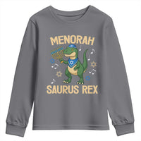Funny Hanukkah Dinosaur Lover Youth Sweatshirt Menorasaurus Rex Festival Of Lights Gift - Wonder Print Shop