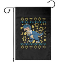Funny Hanukkah Dinosaur Lover Ugly Sweater Garden Flag Festival Of Lights Gift - Wonder Print Shop