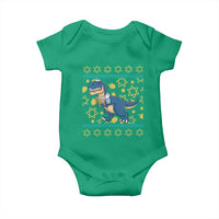Funny Hanukkah Dinosaur Lover Ugly Sweater Baby Onesie Festival Of Lights Gift - Wonder Print Shop
