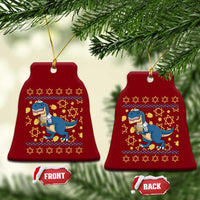 Funny Hanukkah Dinosaur Lover Ugly Sweater Ceramic Ornament Festival Of Lights Gift - Wonder Print Shop